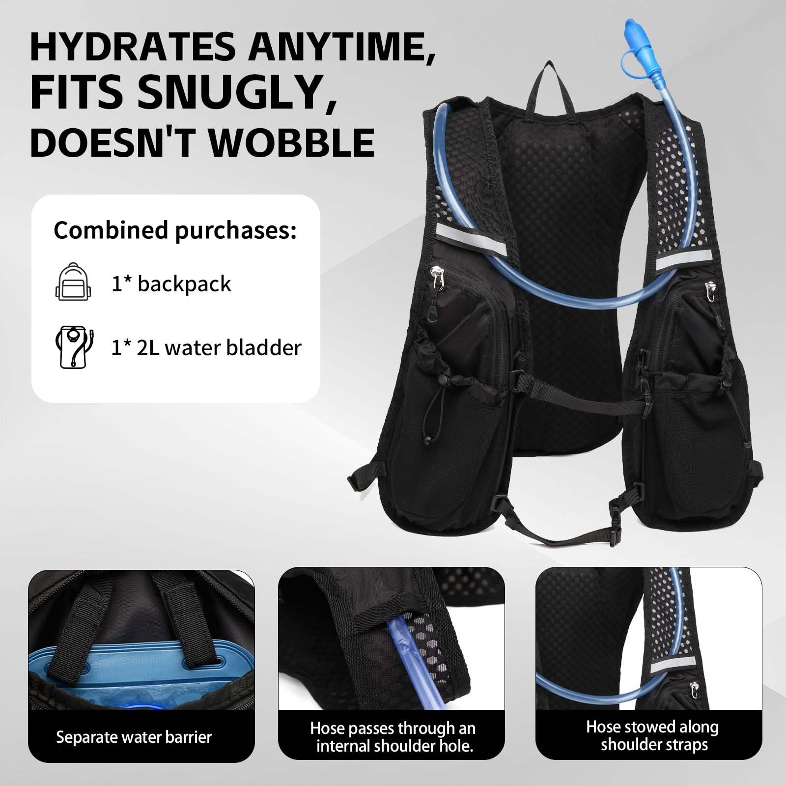 Sac à Dos Hydratation CamelBak 1.5L Noir Argent - Vélo Randonnée - Occasion
