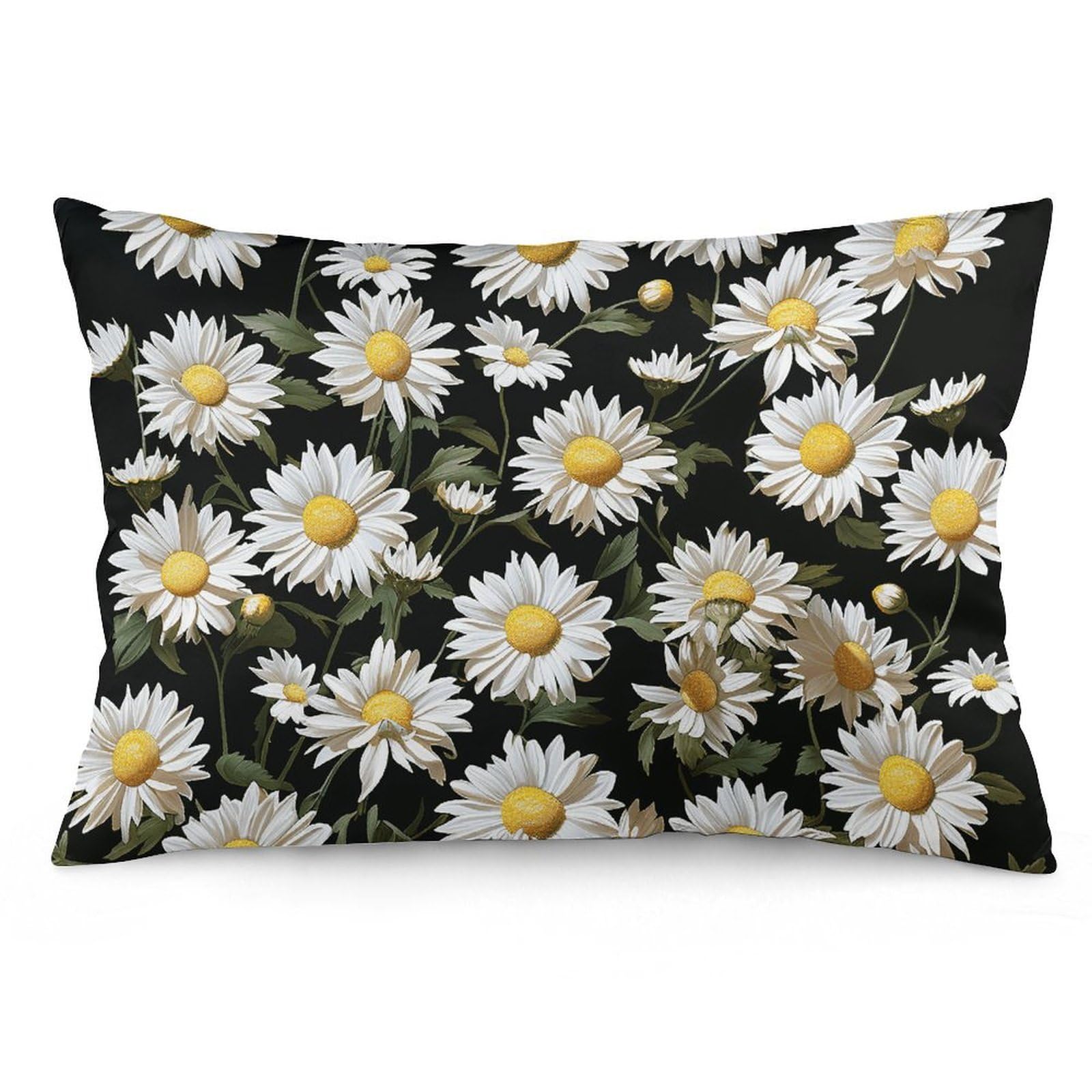 NONHAI 2 Pack Pillow Cases for Hair and Skin, Soft Breathable Pillow Case Covers with Hidden Zipper, Daisy Pillowcase 16 "x24 Pillow Covers for Sleeping Gift