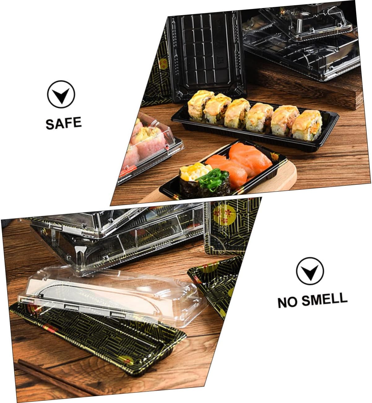 Mobestech 40 Pcs tray takeaway box sushi box Packing Container food containers container Box Disposable food box sushi take out containers food printing disposable sushi containers