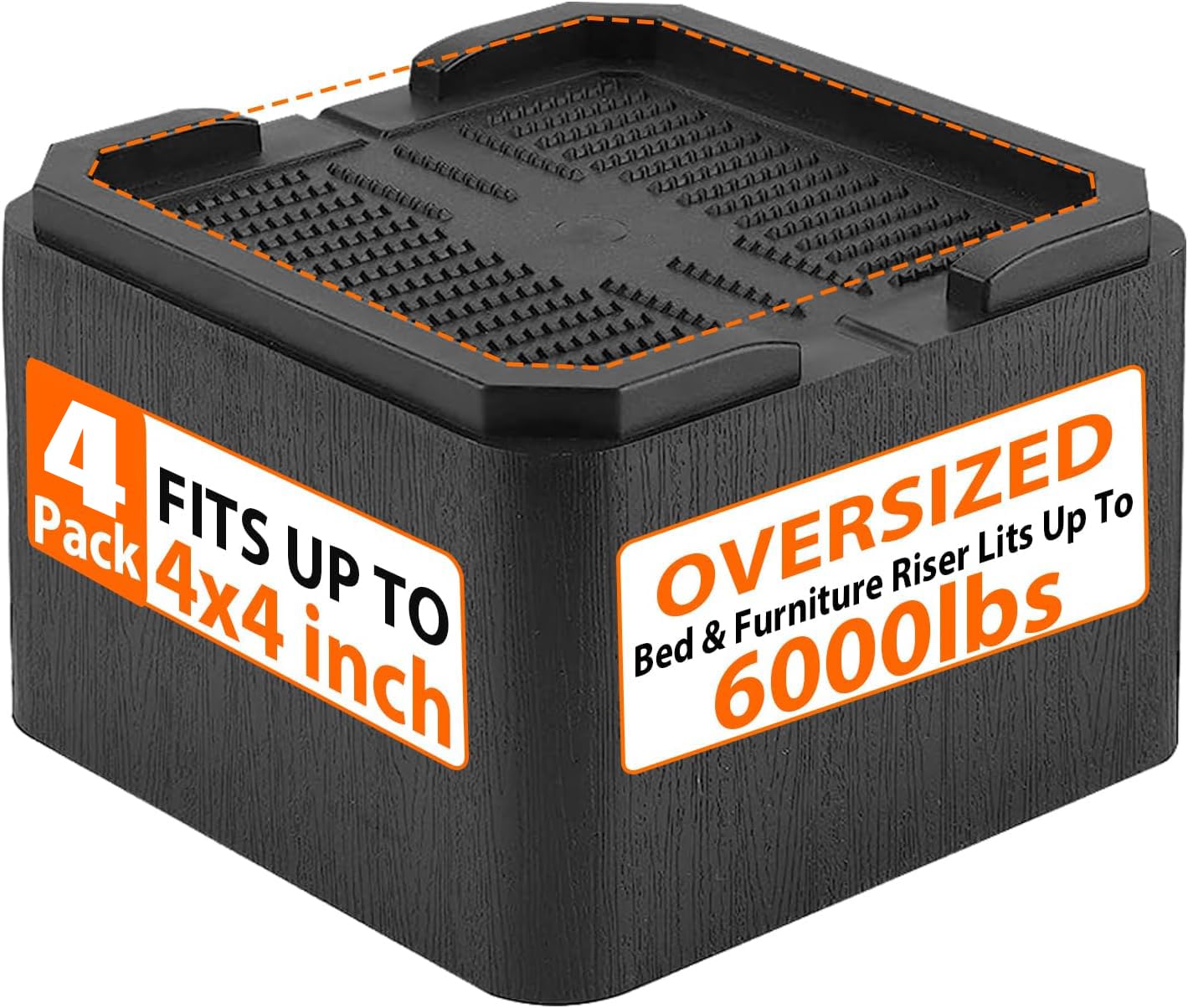 MYMULIKE Bed Risers Oversized, 4 Inch Heavy Duty Furniture Risers Support Up to 6000lbs, Adjustable 8 Inch Bed Raising Blocks, Bed Lifts for College Dorm Rooms, Couches, Tables, Desks