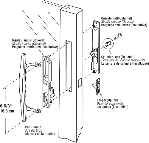 Miniatura 3 de Prime-Line C 1196 - Tirador para puerta corrediza de patio de 6-5/8 pulgadas, pintada a presión en blanco (paquete individual)