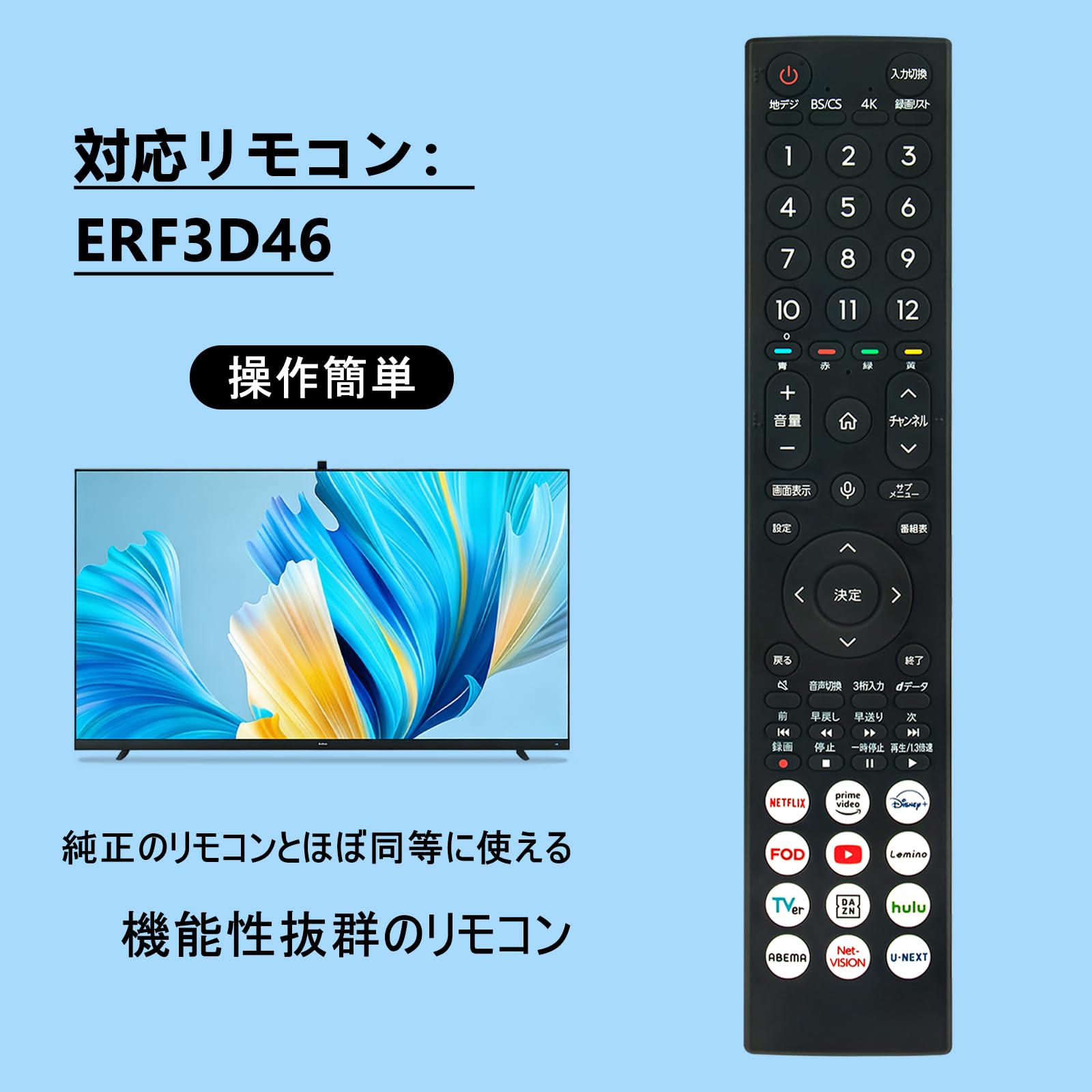 Amazon | テレビリモコン ERF3D46H互換 Fit For ハイセンス Hisense