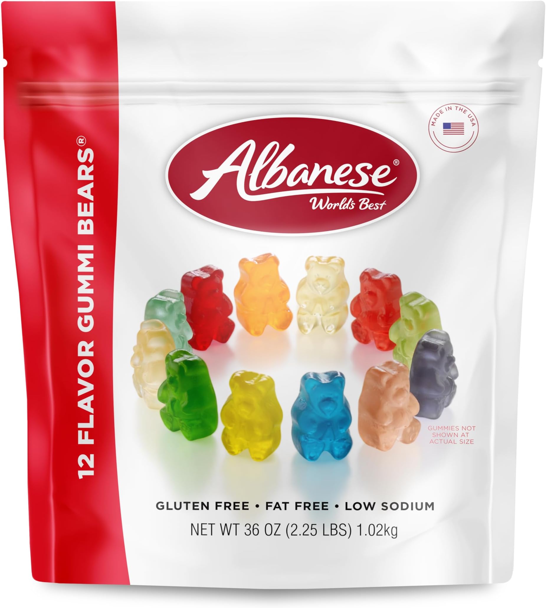 Albanese World's Best 12 Flavor Gummy Bears 36 oz Made in The USA