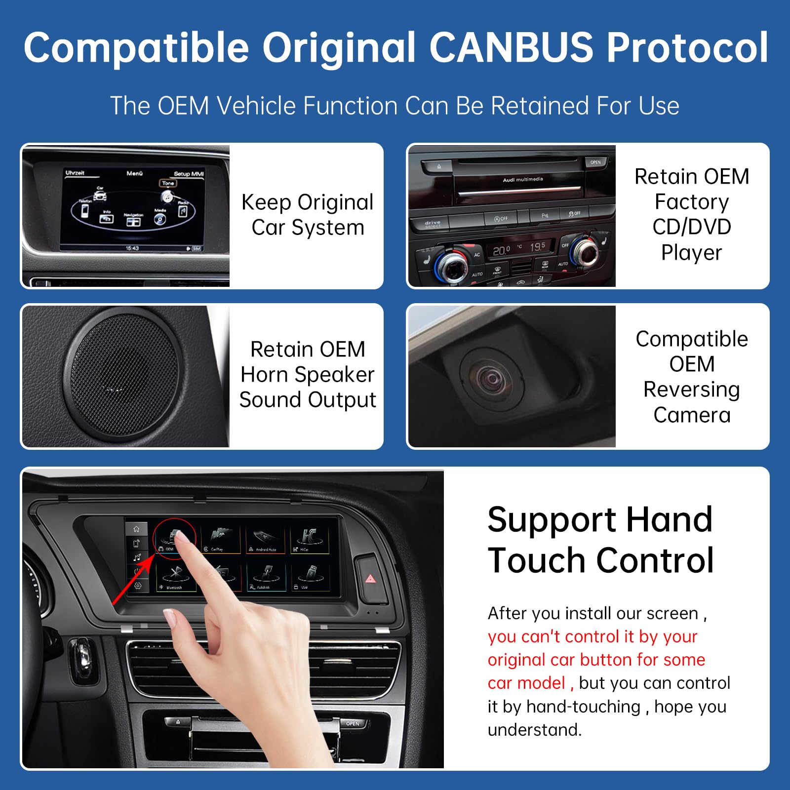 Road Top Radio de Coche Pantalla Táctil de 8,9 Pulgadas Inalámbrica CarPlay Android Auto para Audi A4 2009-2015 Año con 3GMMI, Soporte Navegación, Mirrorlink