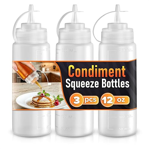 Miniatura 20 de Juego de 6 botellas invertidas para condimentos de 16 onzas, diseño mejorado con juntas de sellado adicionales, válvula de cierre automático