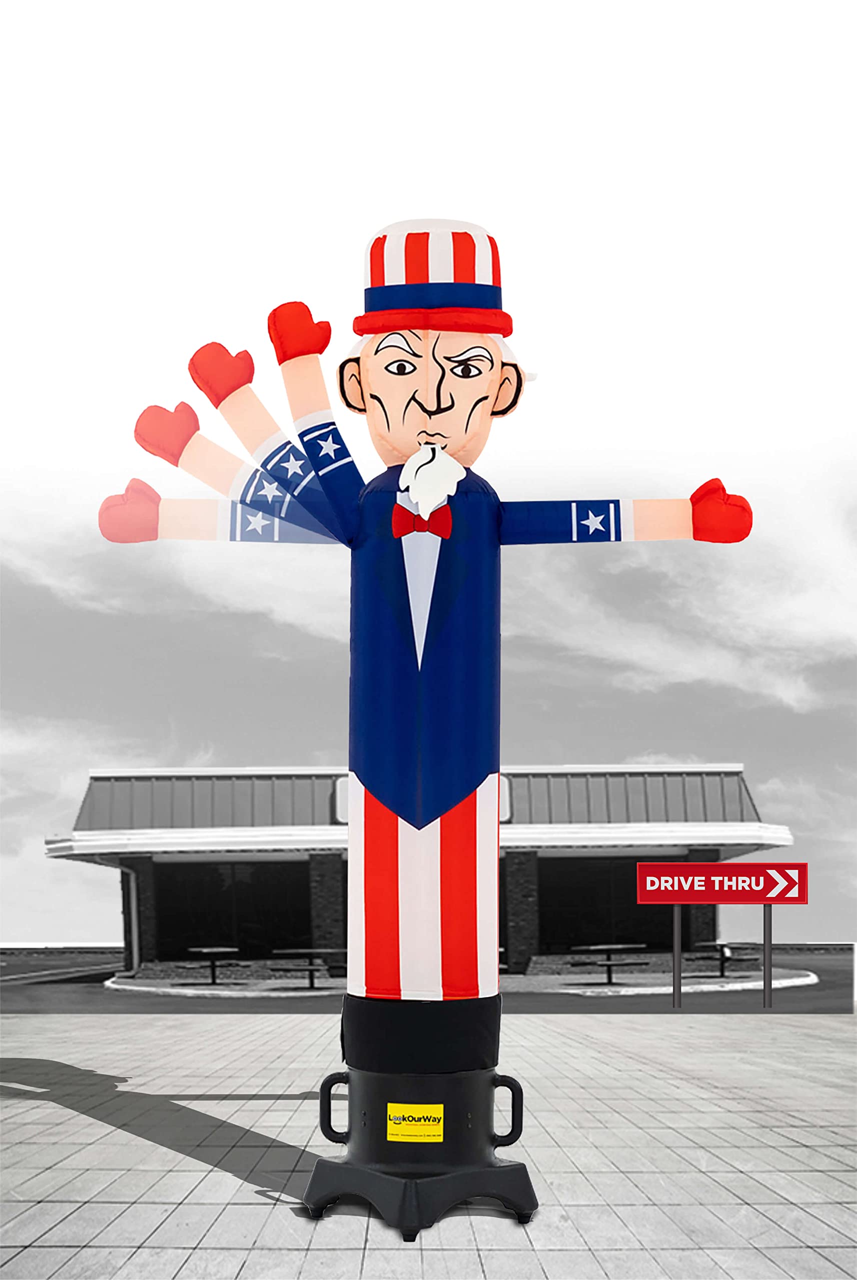 LookOurWay Air Wavers Inflatable Tube Man Set - 6ft Tall Uncle Sam Air Waver with Air Dancer Blower - Inflatable Advertising Tube Guy with Flapping Waving Arm Patriot - Outdoor Business Sign