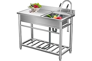 39.3" Stainless Steel Utility Sink: Workbench & Storage