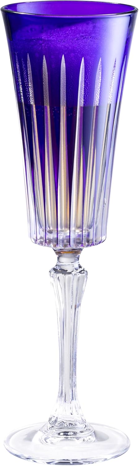 Barski Colored Champagne Flute Glasses - Purple Toasting Champagne Flute Glass - Wedding or Anniversary Flutes - Set of 6 - Gift Ready Colored Glasses - Purple - 7 oz Made in Europe - Image 5
