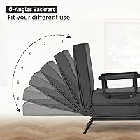 Vista 33 de Sillón convertible para cama, sillón tapizado de tres pliegues con almohada, sofá plegable de ocio con respaldo ajustable de 6 ángulos, cama