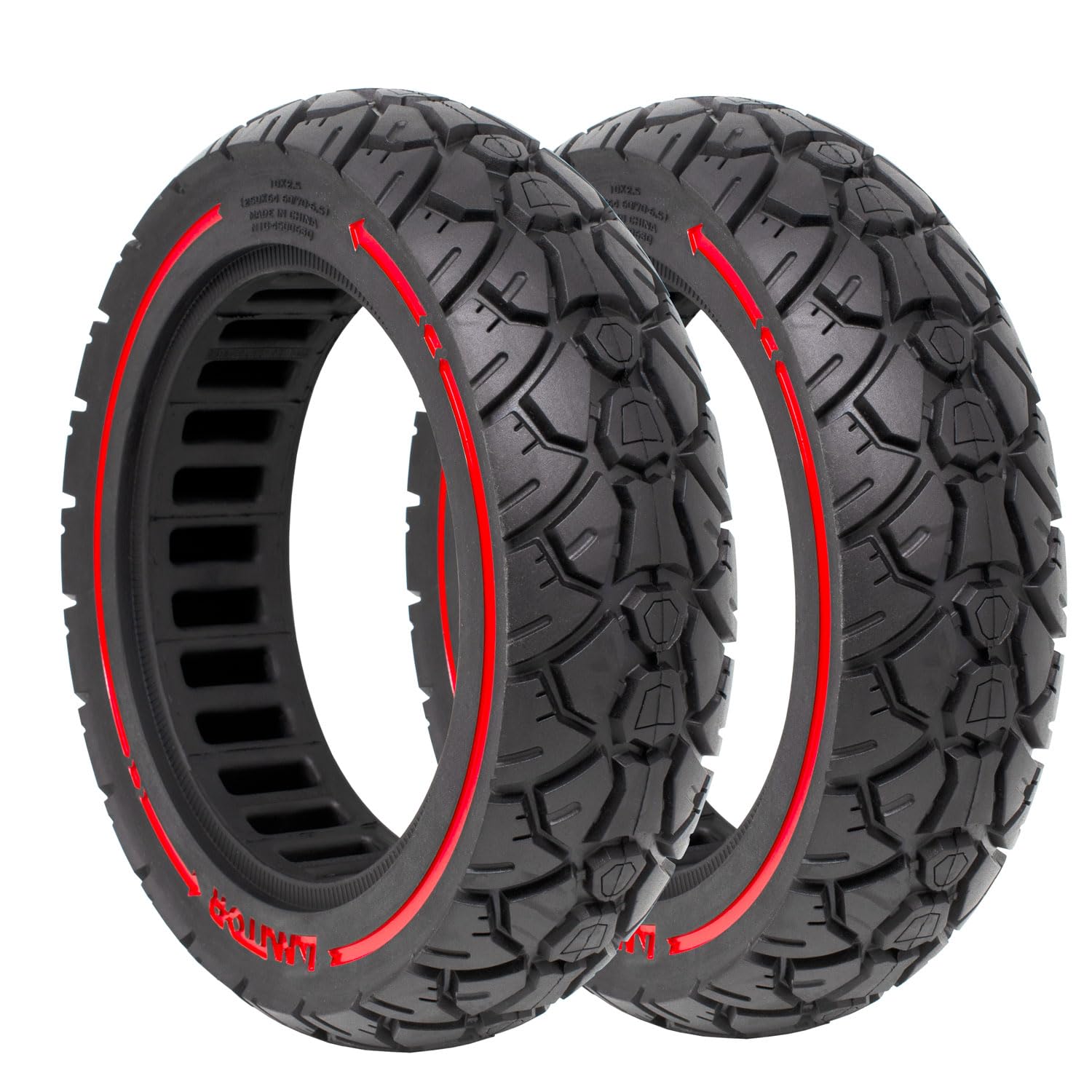 Pneu Plein Anti-Crevaison 10x2.5 (10x2.50-250x64-60/70-6.5) pour Trottinette Ninebot G30 Max et F25 F30 F40 - Trottinette Jeep, Ducati Pro 2 Evo, Ocean Drive (2xTire)
