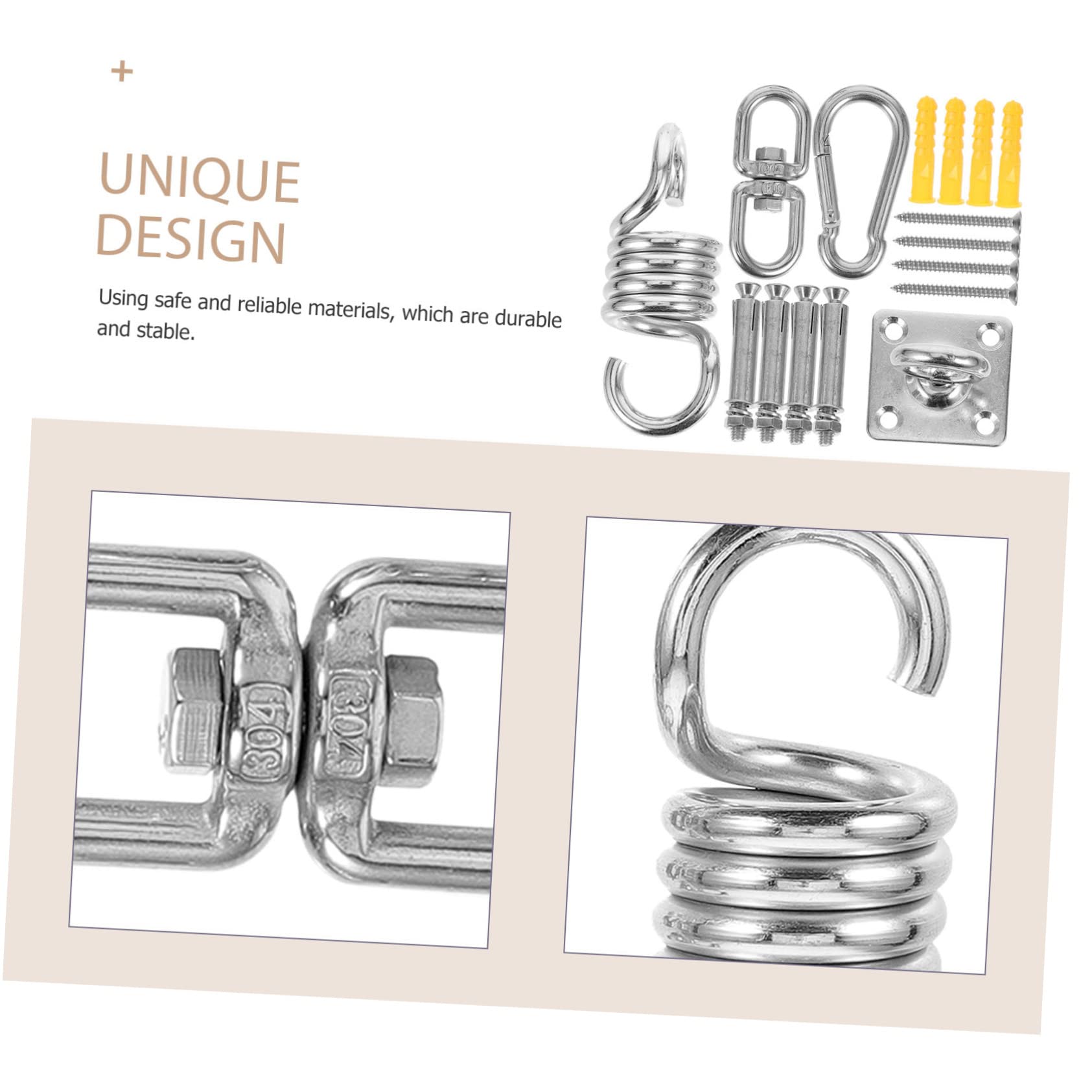 SUPVOX 1 Set Heavy Duty Yoga Hanging Kit Hammock Chair Hanging Kit Hammock Hanging Hooks Hammock Supplies Swing Hangers Wooden Hanger Chair Swing Lifts Fastener Stainless Steel to Rotate