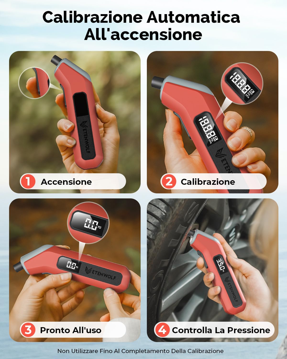 ETENWOLF Misuratore Digitale di Pressione dei Pneumatici 0,20-13,79 Bar, calibrato secondo la norma ANSI B40.7 Grado 2A