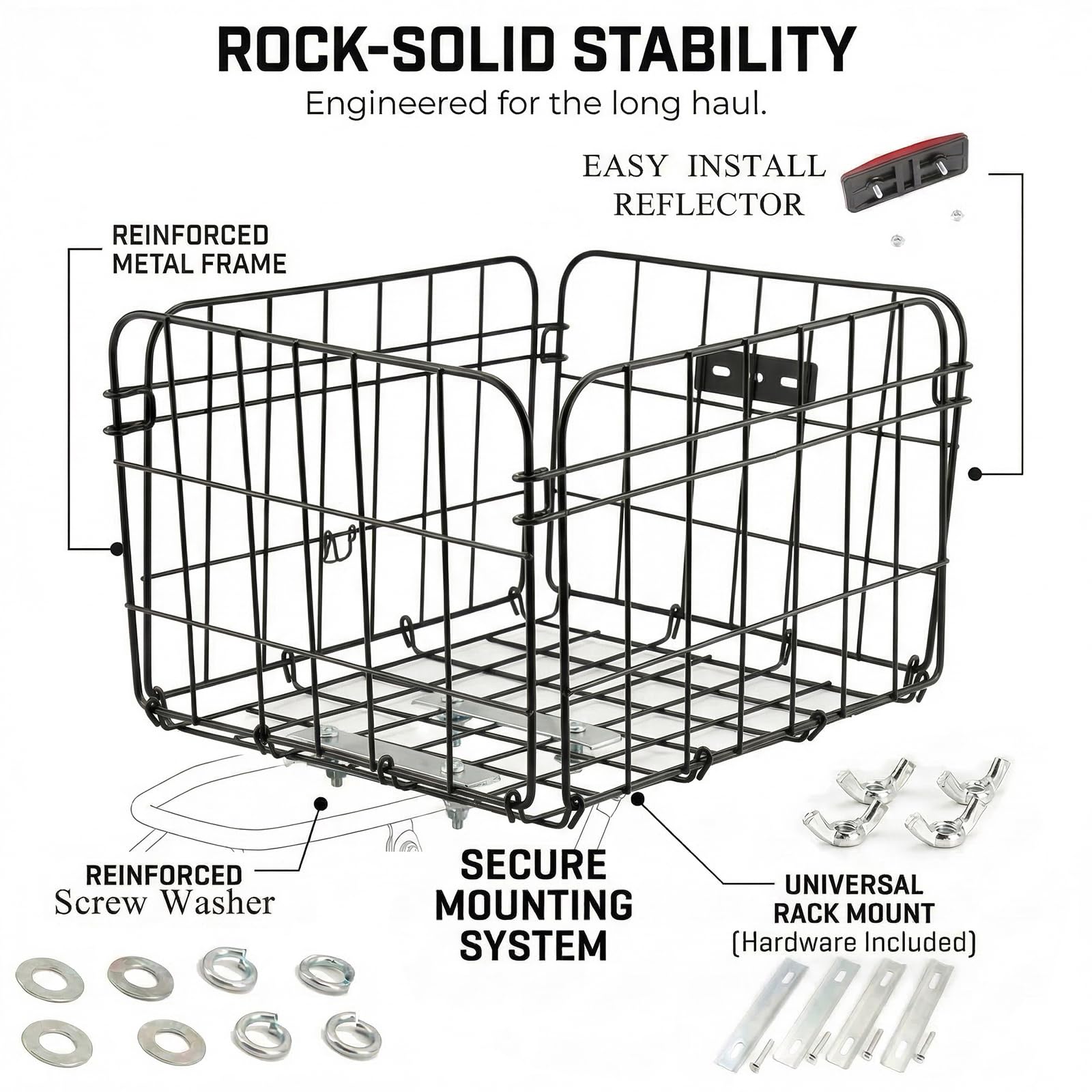 Eiito Panier de vélo pliable pour chien avec laisse de sécurité et insert rembourré, porte-animaux de compagnie pour chiens et chats de petite et moyenne taille jusqu'à 10 kg, panier de vélo arrière