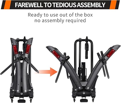 Miniatura 4 de Soporte de enganche eléctrico plegable para bicicleta con rampa para receptor de 2 pulgadas, 2 portabicicletas para automóvil, neumático de hasta 4