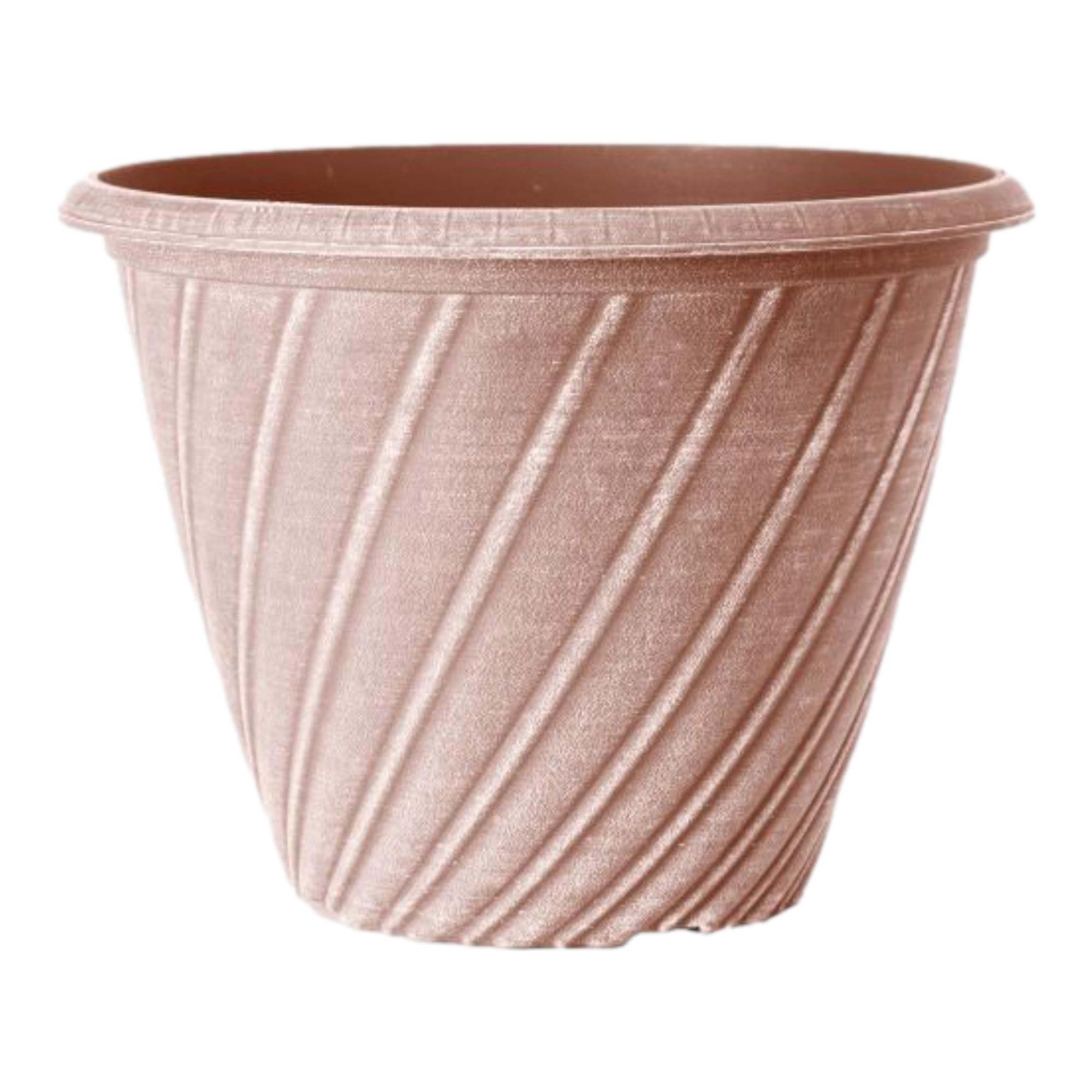 Fyne-Finds Aged Terracotta Round Plastic Plant Pot 31Cm,12Inch Swirl 10L Garden Outdoor Planter Drainage Hole, Uv & Frost Resistant (1)