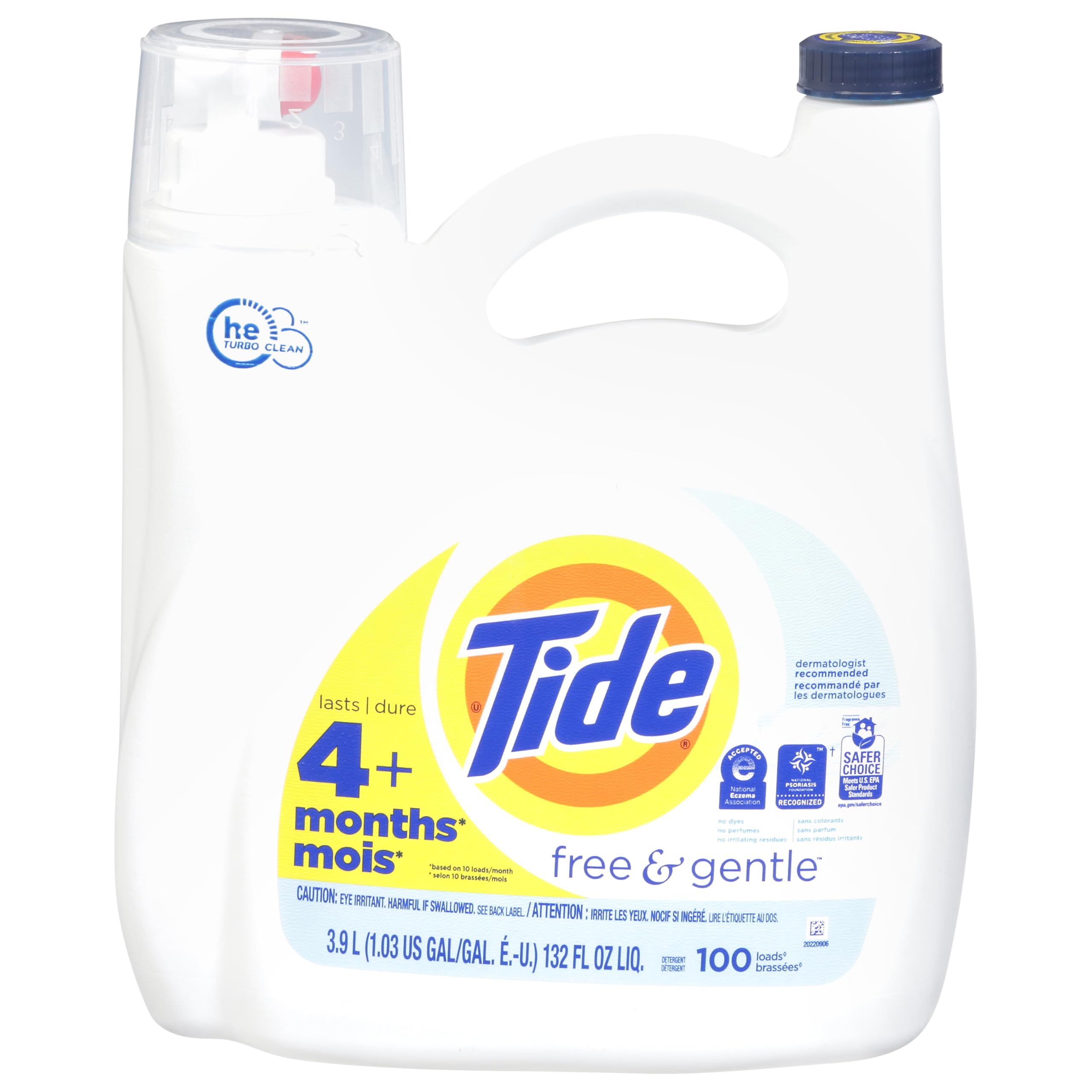 Tide Free And Gentle Laundry Detergent 100 Loads 132 FL OZ