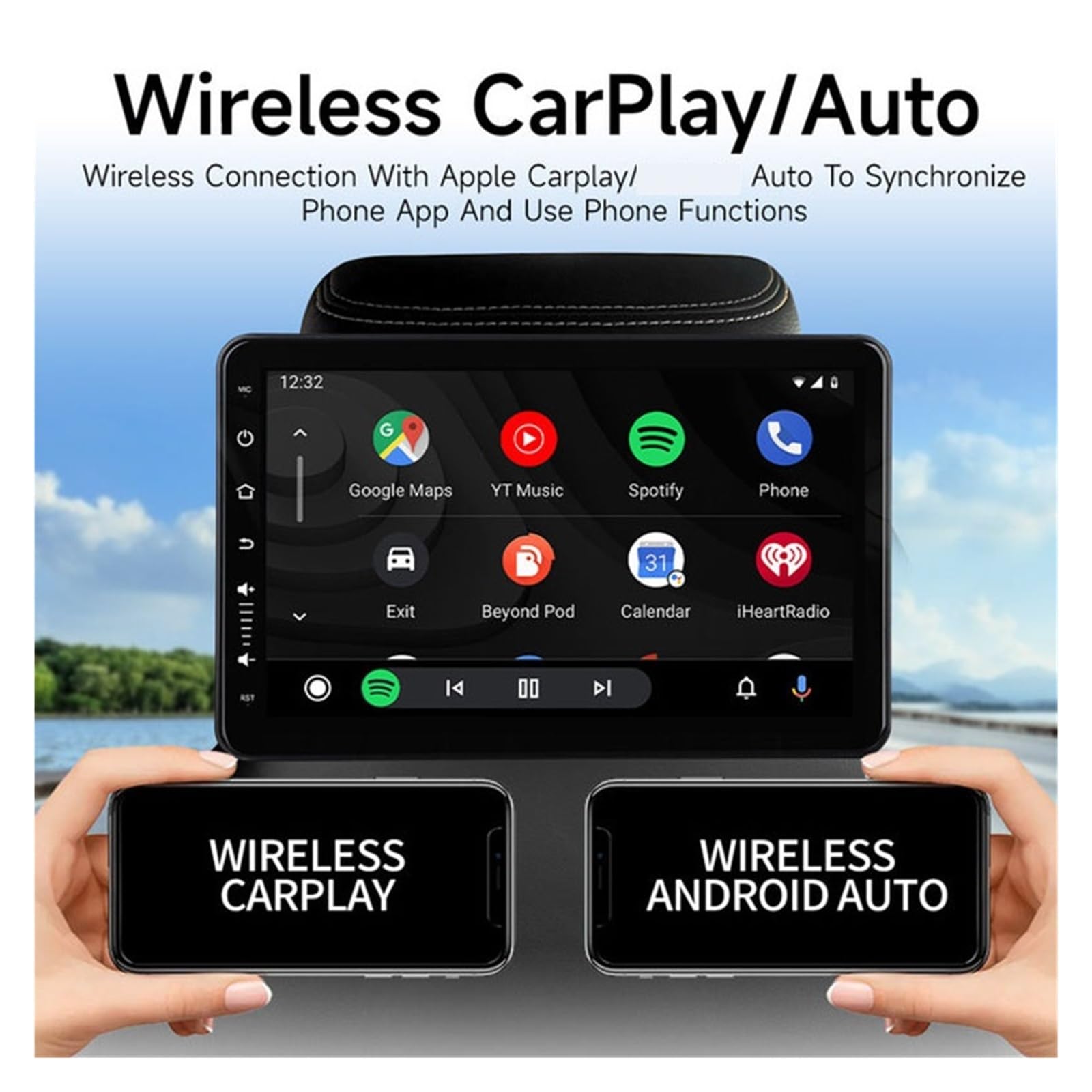 Monitor De Reposacabezas con Pantalla Táctil IPS For Asiento Trasero Coche, Reproductor For, WiFi, Vídeo, Música, FM, Bluetooth FáCil Instalación para Viajes(1 pc HDMI A4)