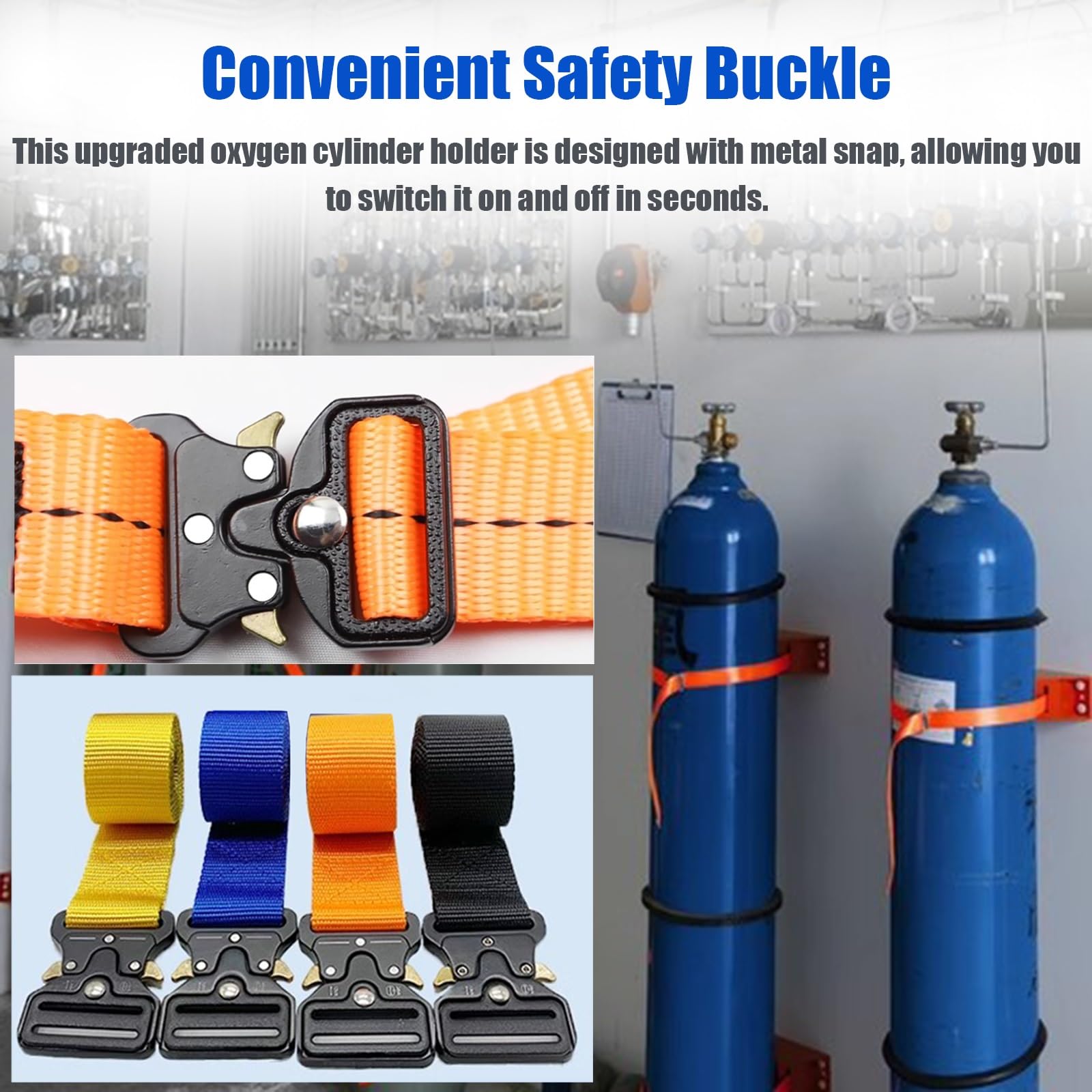 Soporte de cilindro de gas de montaje en pared, soporte de almacenamiento ajustable para una organización segura del tanque de oxígeno, acetileno y propano con tornillos incluidos