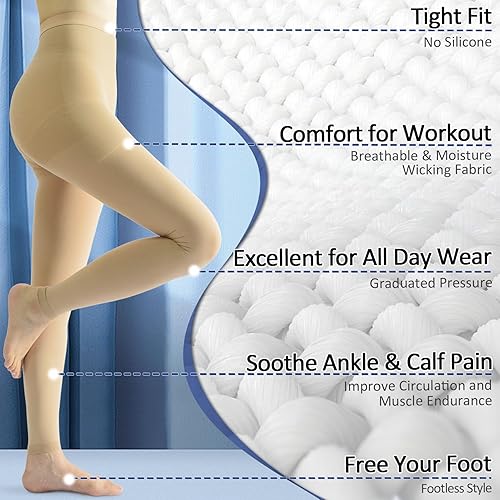 Miniatura 36 de beister Medias de compresión médica para mujeres y hombres, medias de soporte graduado de 20-30mmHg, medias opacas de alta compresión de cintura sin
