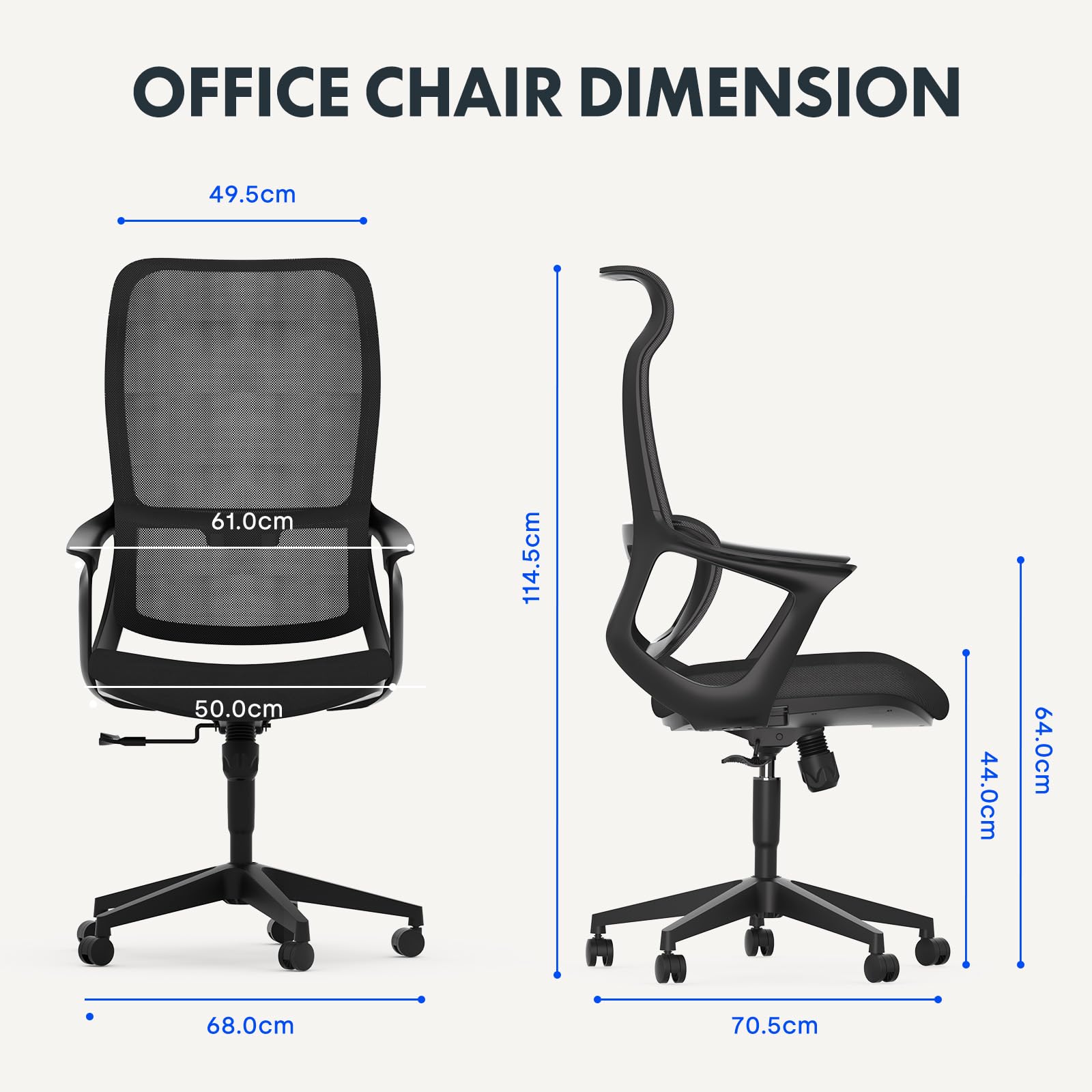FLEXISPOT OC16 Sedia Ufficio Ergonomica Poltrona da Ufficio a Rotelle Girevole, da Computer Ergonomica, Supporto Lombare Imbottito