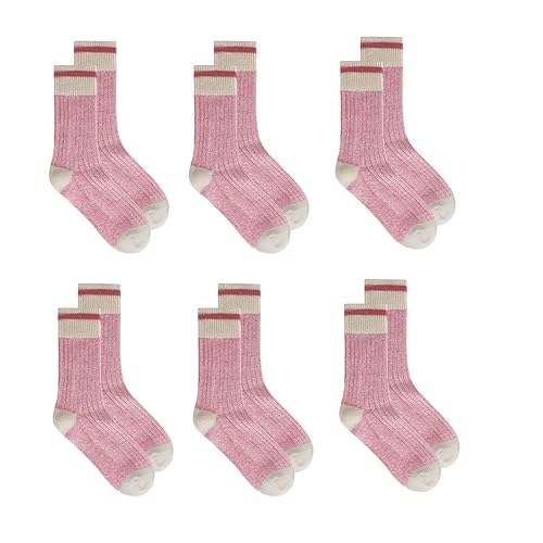 Great Northern Women's/Ladies Multipack Cabin Lodge Fall & Winter Boot Socks | Multiple Colours | Sock 9-11, Shoe 5-10 - Pink (6 Pairs)