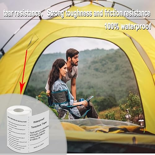 Miniatura 4 de Kit de parches de colchón de aire en rollo de 4 pulgadas x 7 pies, kit de reparación de parches de casa de rebote, kit de reparación de parches de