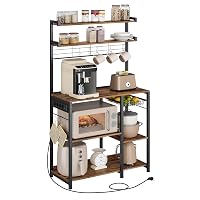 VASAGLE Scaffale Cucina con Prese di Corrente, Scaffale per Microonde