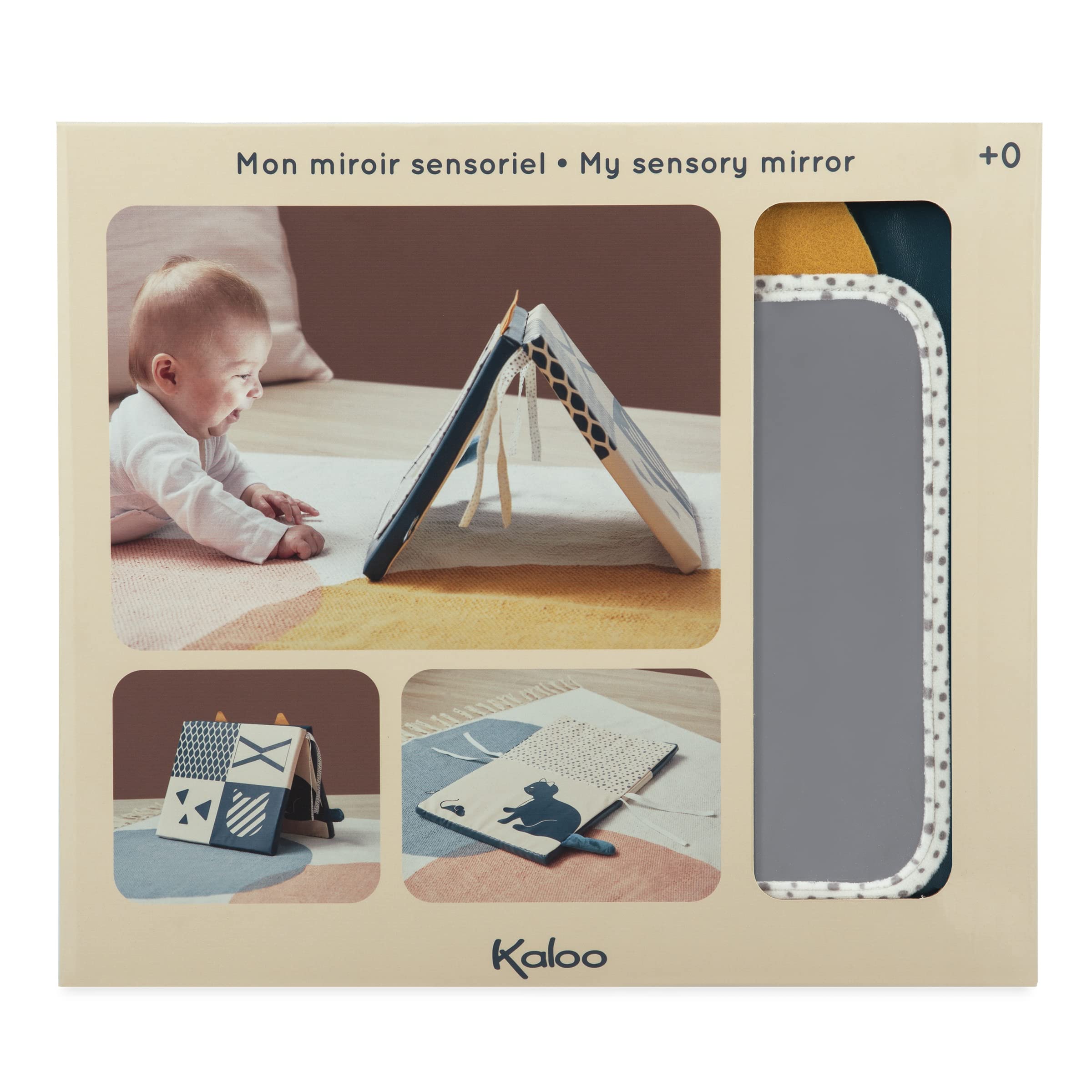 KALOO - Stimuli - Mi Espejo Sensorial Reversible - Juego Sensorial Bebé - 4 Caras Distintas - Vista y Propiocepción - Desde el Nacimiento, K227001