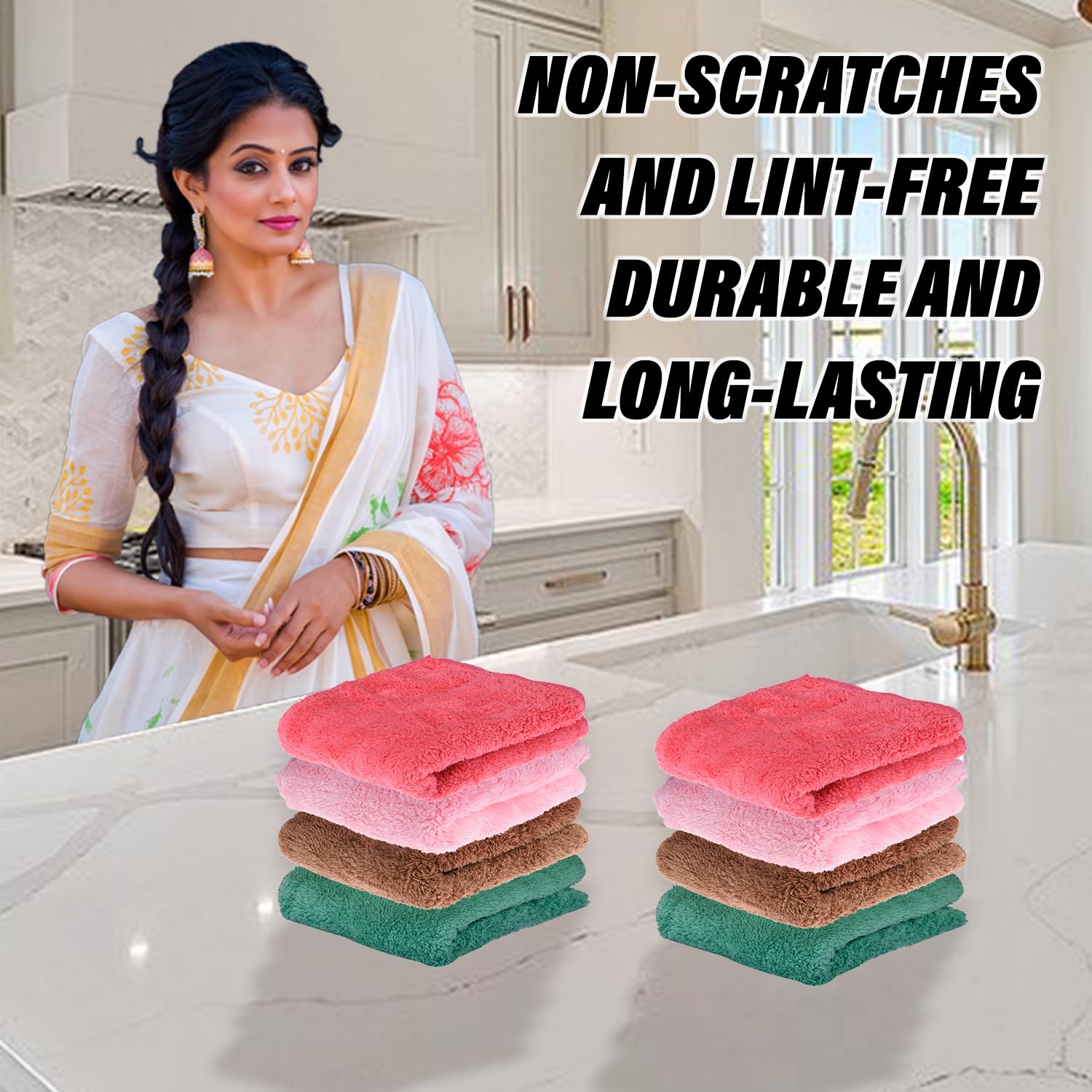 Urbane Home Cleaning Towel | Reusable Cleaning Cloths for Kitchen | Duster Towel for Home Cleaning | 350 GSM Cleaning Cloth Towel for Car | Bike | 30x60 | Pack of 2 | Multi 4