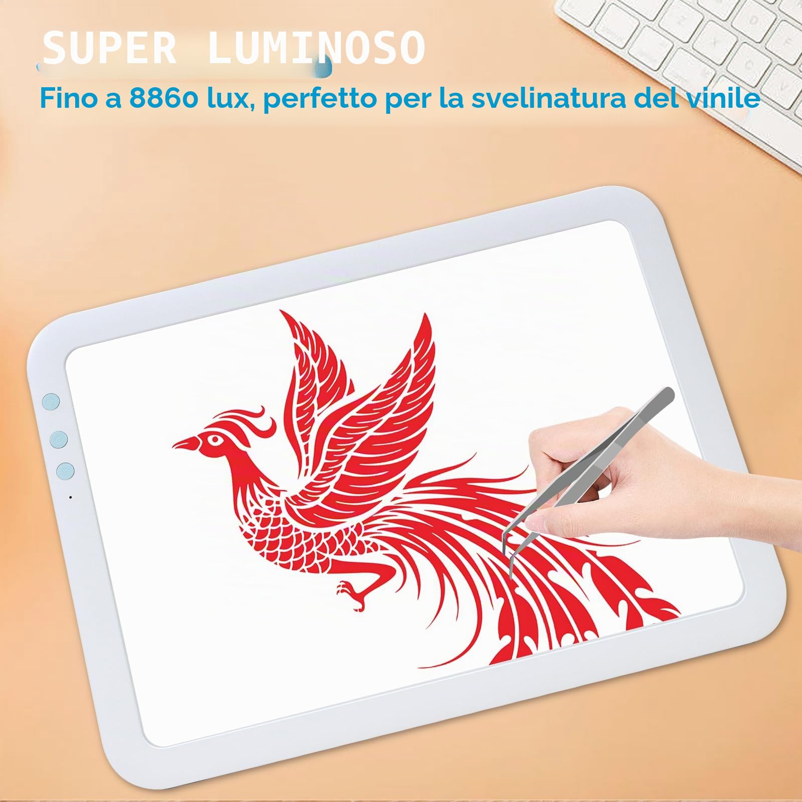 TOHETO A4 Super luminoso Ricaricabile Lavagna Luminosa per Disegnare Alimentato da una batteria al litio da 3500mAh per Weeding Vinyl Tool,Portatile Tracing Light Pad Board Box per Pittura Diamante