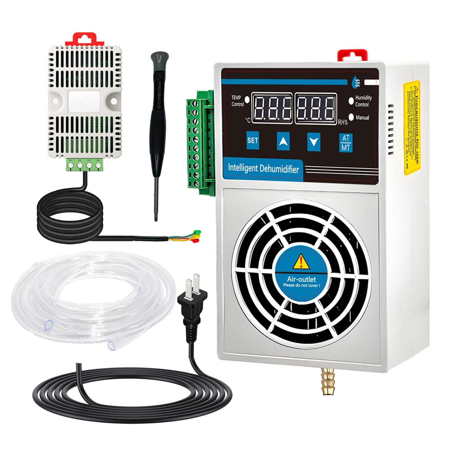 Photo 1 of Grow Tent Dehumidifier, Smart Temp and Humidity Controller with External Heating or Cooling Interface, Auto Dehumidification Kit for Safes/Cabinets/Electric Box/Closets, AC/DC 85-265V, Auto Shut Off