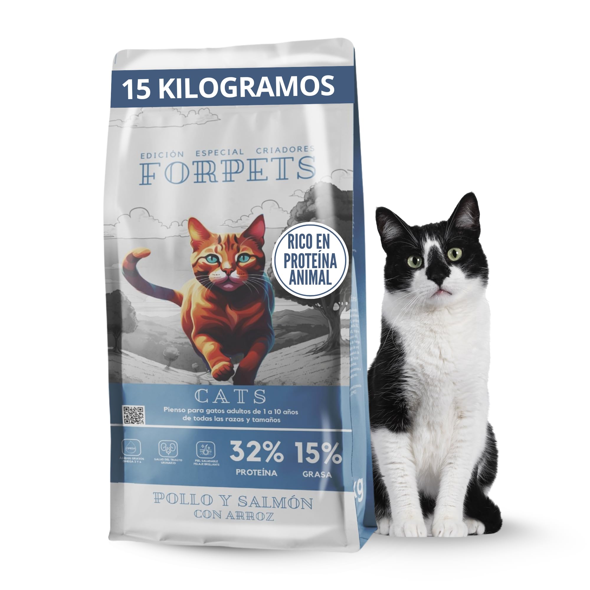 Pienso para Gatos Adultos con Pollo y Salmón | Salud Urinaria, Pelo Brillante y Digestión Sensible | Alto en Proteína, Sin Gluten | Razas Pequeñas y Medianas | FORPETS Cats - 2