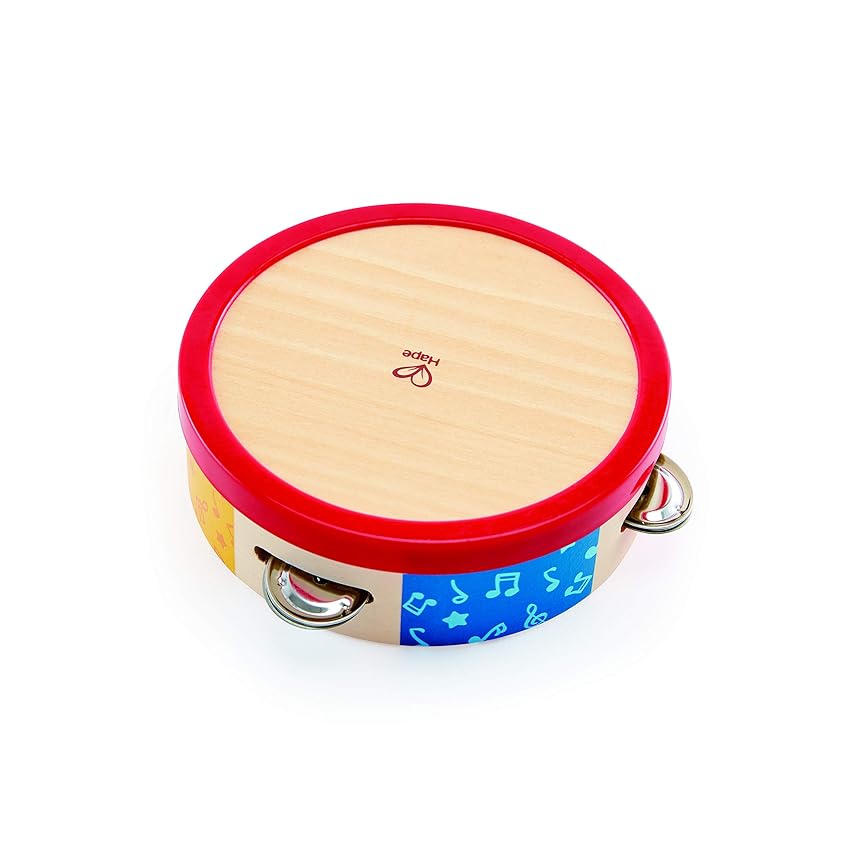 Hape Tamburello in legno 2 in 1 | Tamburello per creare tanti suoni | A partire dai 12 mesi