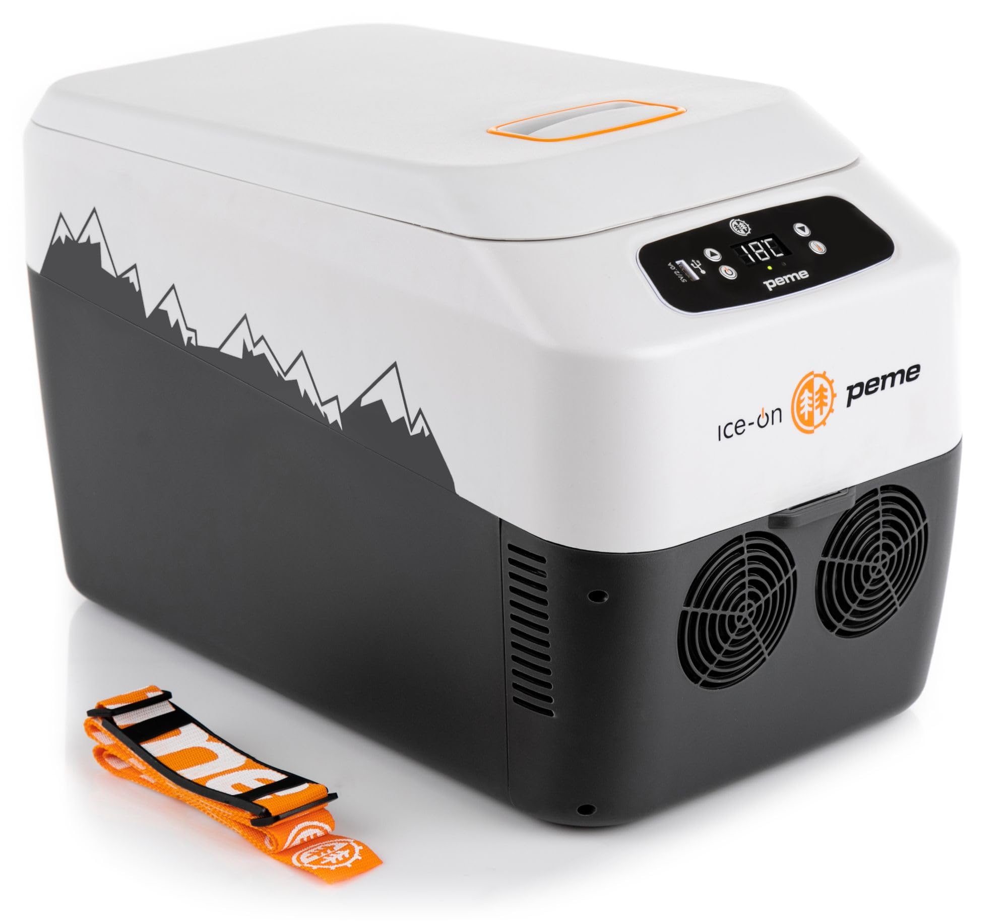 peme Ice On 28,3 l – Boîte isotherme thermoélectrique portable avec écran LCD, port USB, double alimentation 12 V/230 V – Parfait pour le camping, l'extérieur et la voiture