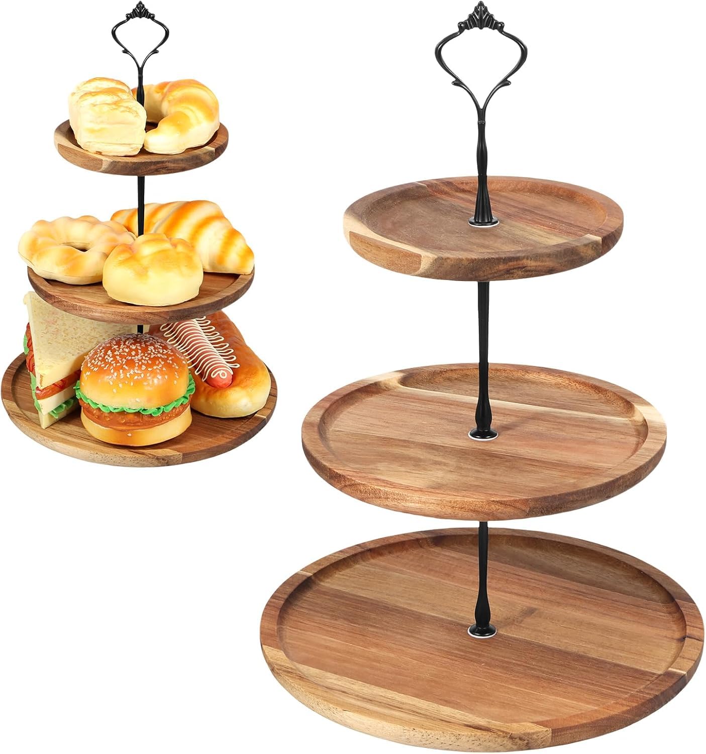 Présentoir à cupcakes en bois à 3 niveaux pour buffets de fêtes