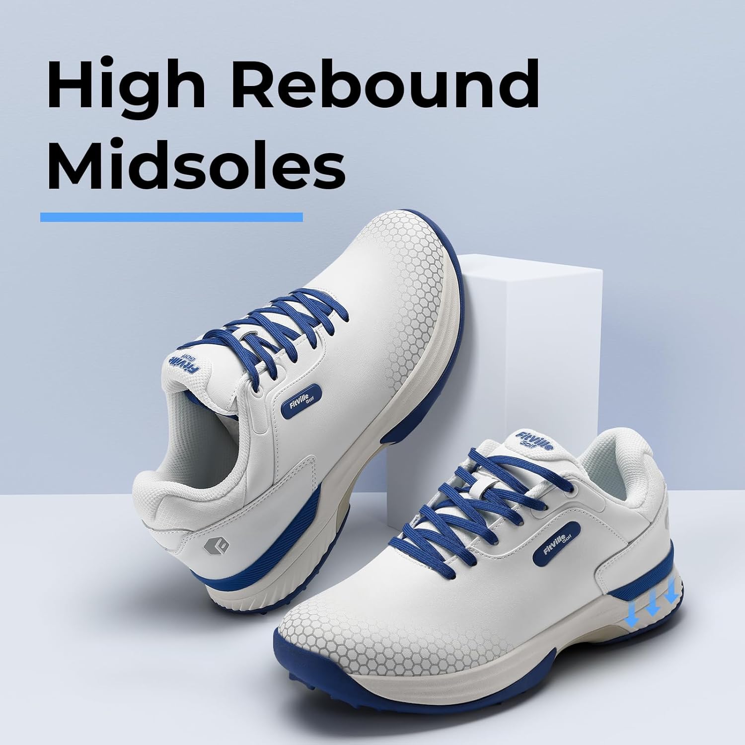 FitVille Wide & Extra Wide Mens Golf Shoes Professional Outdoor Waterproof Spiked Golf Shoes for Men - Image 7