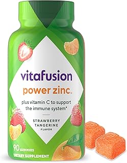 Vitafusion Power Zinc Gummy Vitaminas, sabor a fresa y mandarina (1), 90 unidades
