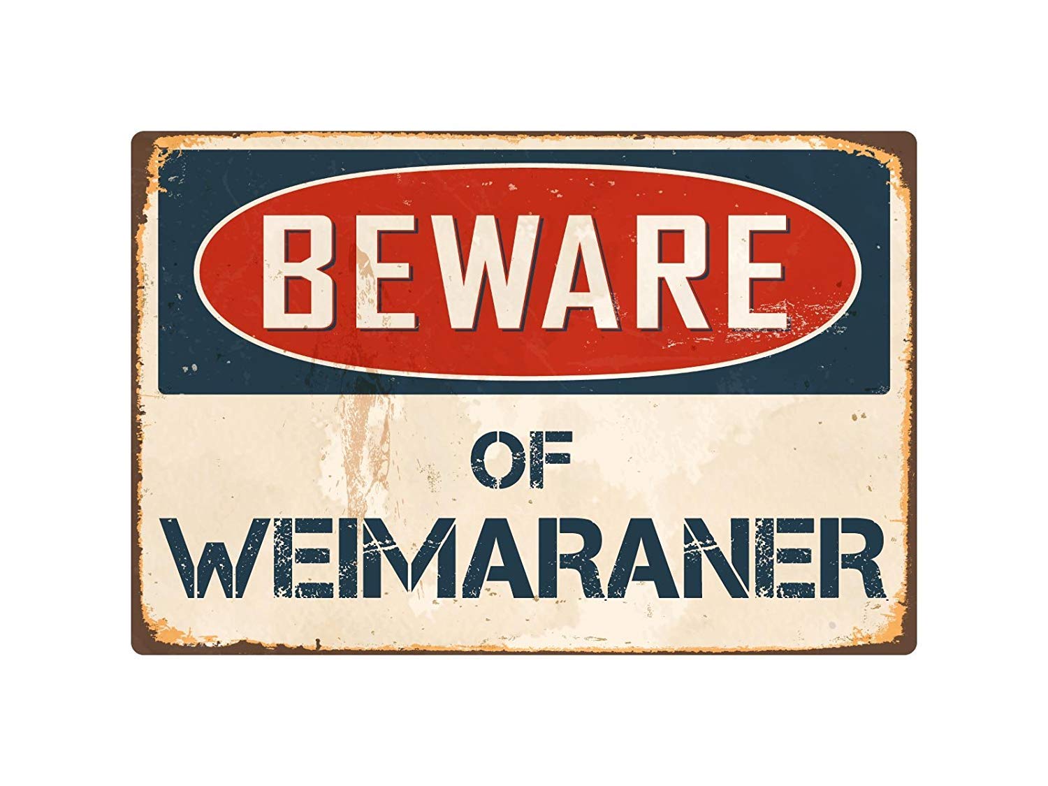 Beware Of Weimaraner Vintage Retro Postmetal Tin Sign 8X12 Inch