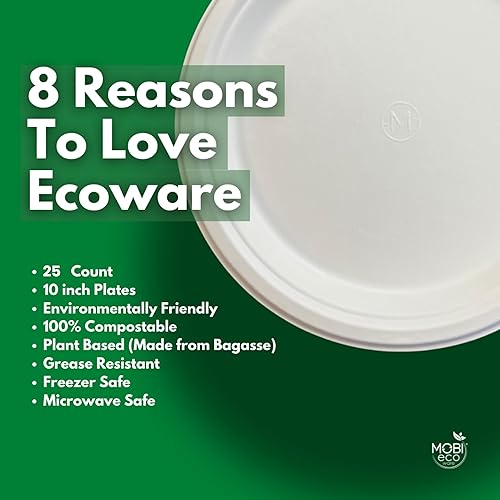 Miniatura 3 de Platos de papel, 100 % compostables, 10 pulgadas por 0.5 pulgadas de profundidad, plato desechable resistente, certificado (BPI), sin (PFAS),