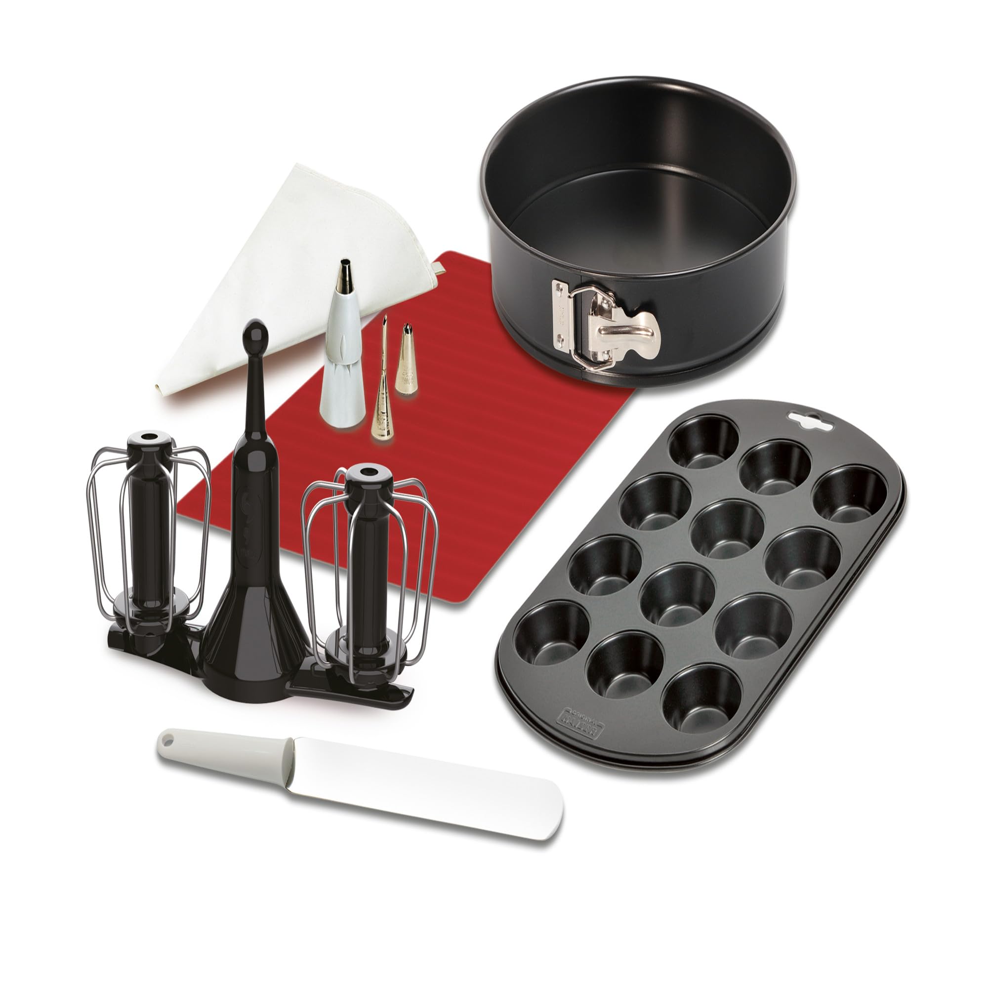 Moulinex XF389010 Kit Pâtisserie pour Robot Cuisine Companion 6 Accessoires Fouet Moules à Manqué et à Muffins Set de Poches à Douilles Tapis Silicone Spatule Flexible