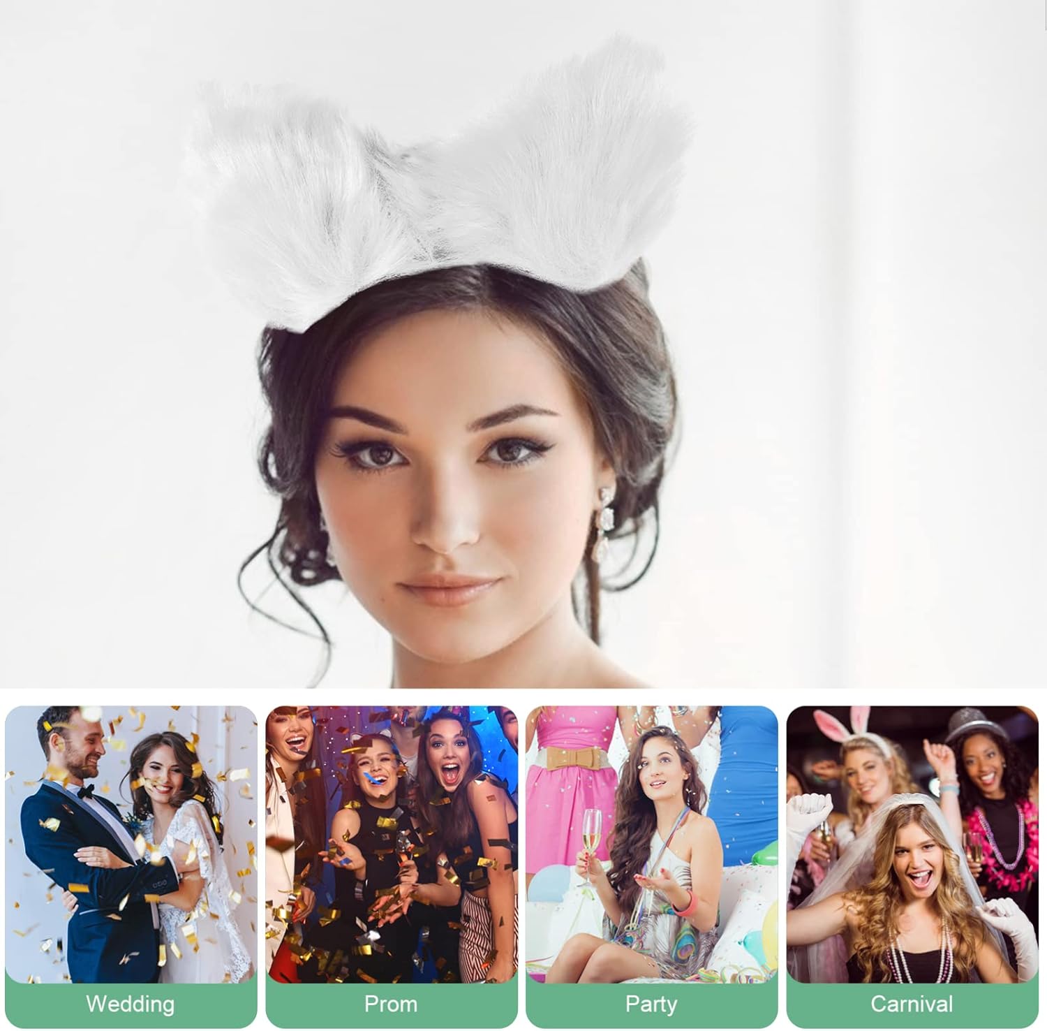 Animal Ears Headband and Furry Tail Prop Set for Women Cosplay Costume Halloween Party Performance Accessories - Image 4