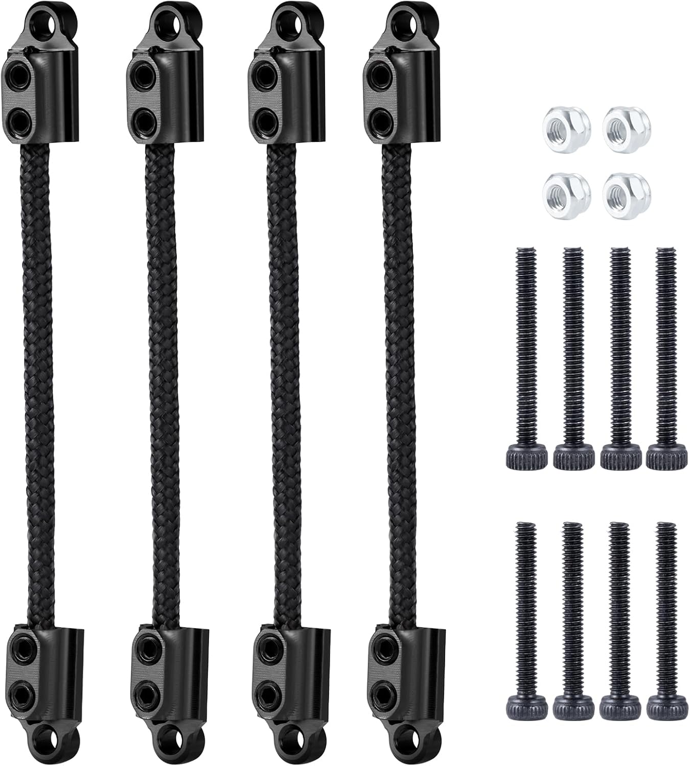 SWX RC Shock Absorber Straps 1/18 Scale Front/Rear Suspension Travel Limit Straps for Losi 1/18 Mini LMT Monster Truck Upgrade Accessories (Black)