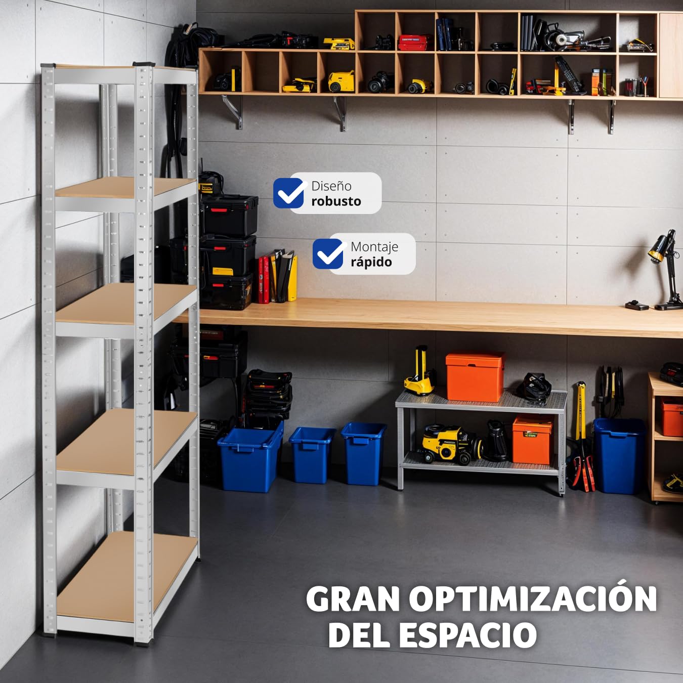 tectake® estantería metálica de 5 estantes, Montaje versátil, Ideal para Taller, Garaje o trastero, estanteria Libros, estanteria trastero, estanteria Metalica - 90 x 40 x 180 cm 750 kg Carga Máxima