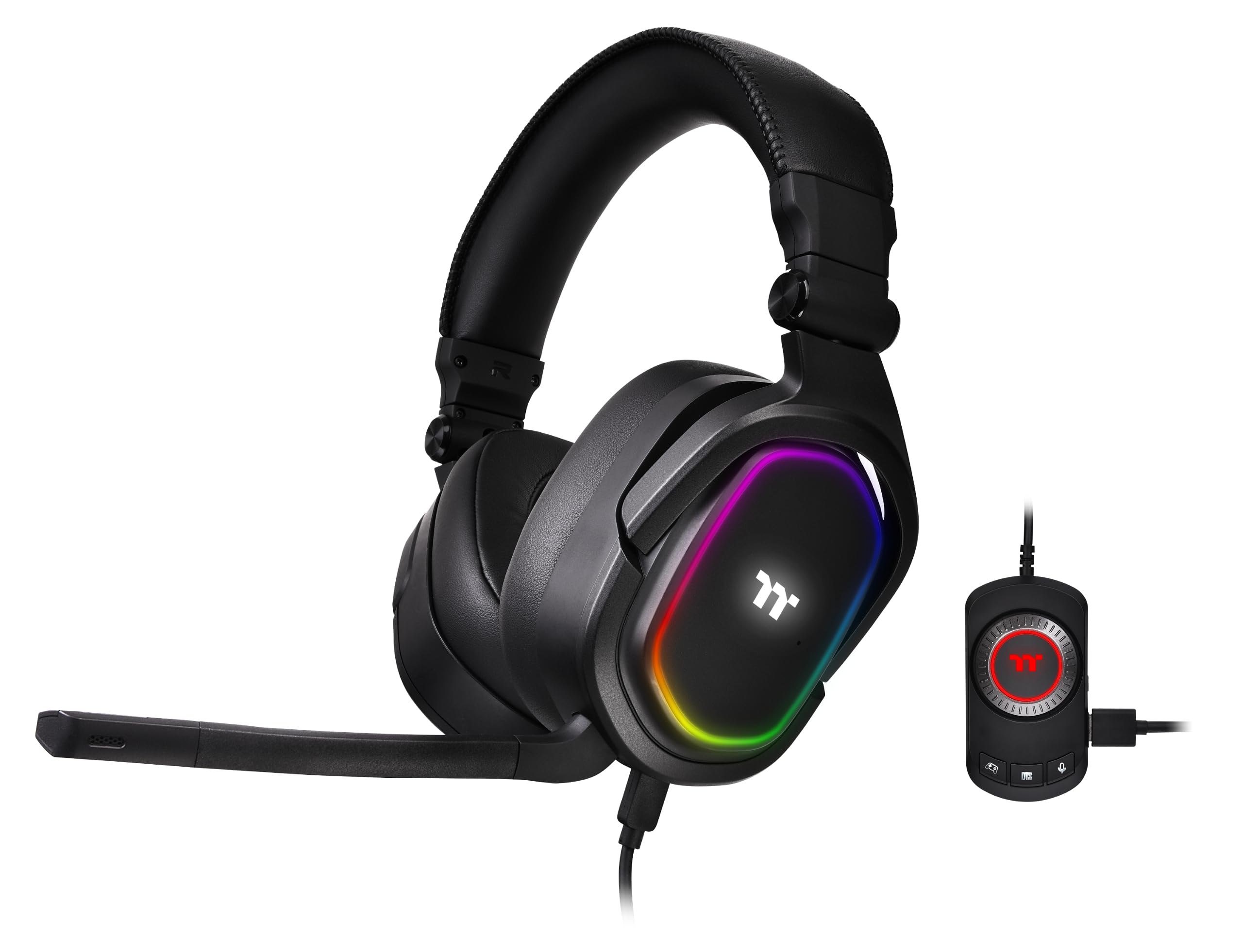 Thermaltake Argent H5 RGB 7.1 Surround Sound Gaming Headset | Micrófono bidireccional | Almohadillas de Espuma viscoelástica | PC/Xbox One/PS4/ Switch/Mobile | Negro