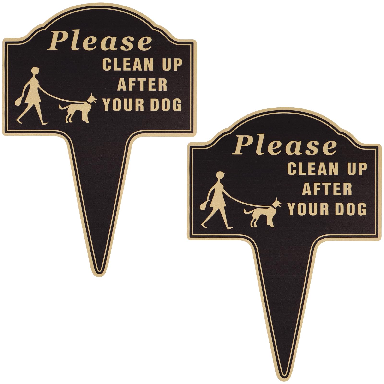Yunyouc Black 2Pcs Clean Up After Your Dog Sign, 24.5X35cm Double Sided No Pooping Dog Signs With Stake, Rust-Proof Waterproof No Peeing Sign For Outdoor Lawn Yard