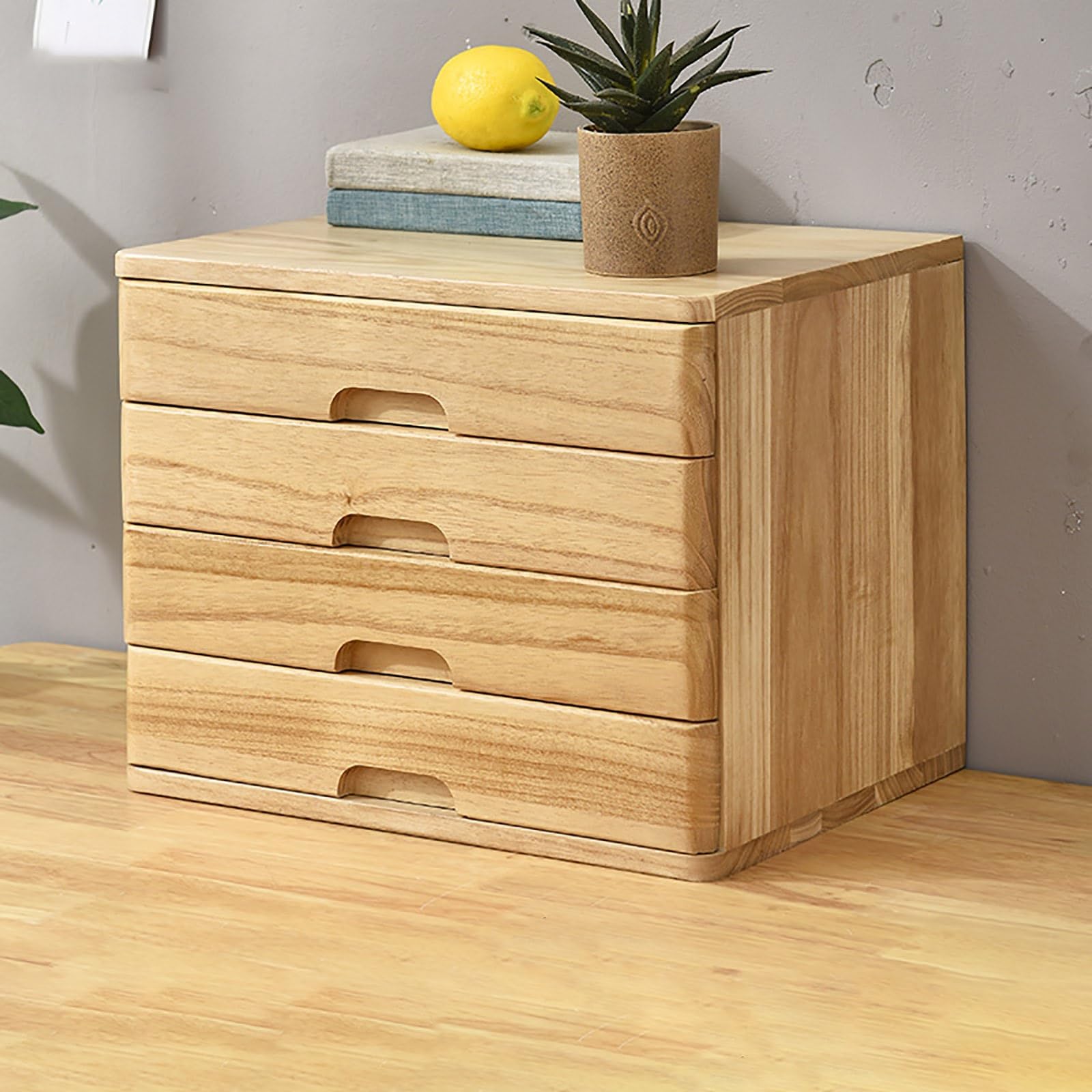Solid wood drawer-type multi-layer debris file storage box, vertical multi-functional desktop tool box, the drawer pulls smoothly and noiselessly, suitable for office area/study/home use ( Color : Woo