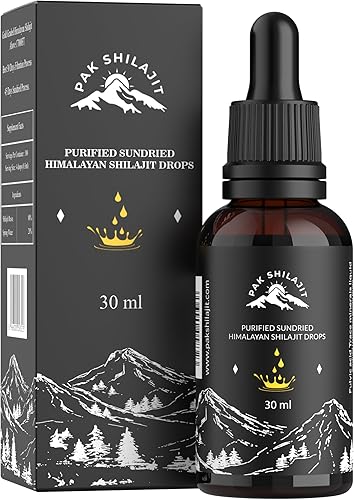 Gotas líquidas de Shilajit del Himalaya secadas al sol, la mayoría de las gotas de Shilajit de grado dorado prémium y orgánico por encima de 17000