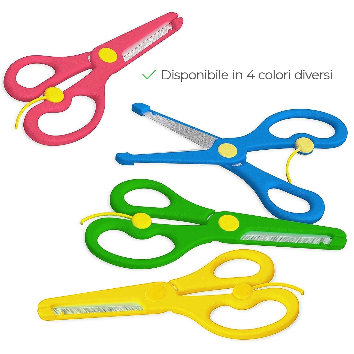 Enid Store Forbici per Bambini con Dispositivo di Sicurezza | Gialle con Lama in Metallo e Rivestimento in Plastica | da 1 Anno di Età in su