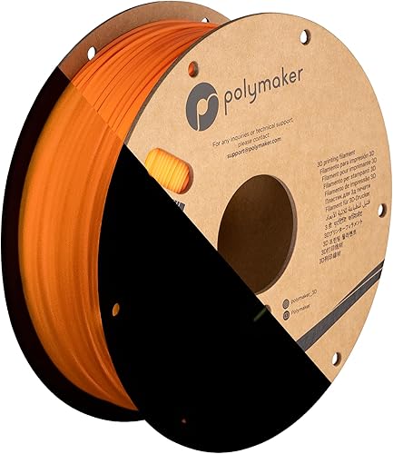 Polymaker Filamento PLA luminoso de 0.069 pulgadas, filamento de impresora 3D de ácido poliláctico naranja luminoso de 1.75 pulgadas (0.069 in),