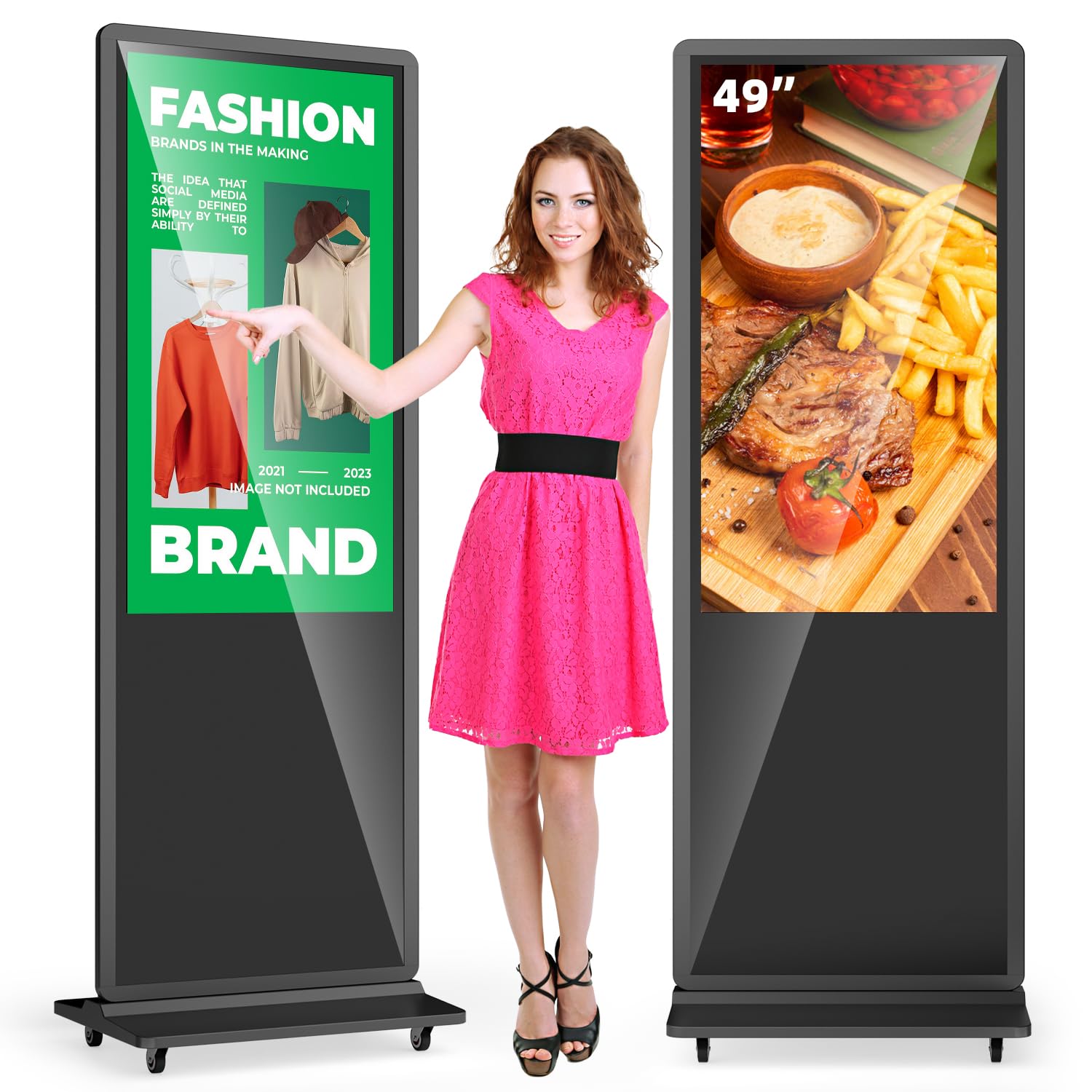 49 Inch Digital Signage Display Touchsreen, Advertising Kiosk IPS LCD Screen, Indoor Floor Standing Customizable Commercial Totem, Android System, Interactive Display Poster Auto Media Player